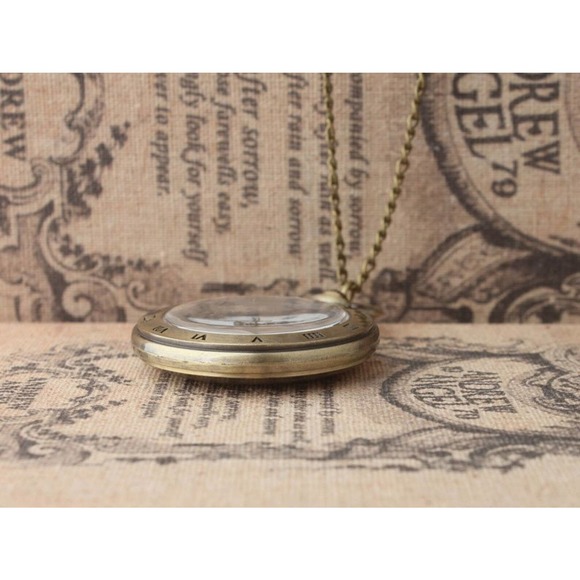 Vintage Bronze Open Face Deco Roman Numerals Pocket Watch NEW Gift - Picture 3 of 4